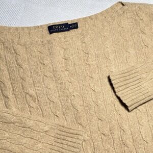 Polo Ralph Lauren Merino Wool Cashmere Cable Italian Yarn Knit Sweater Sz Medium
